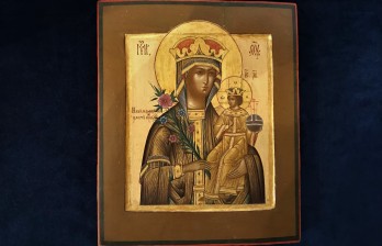 Икона русская антикварная Неувядаемый Цвет Пресвятой Богородицы